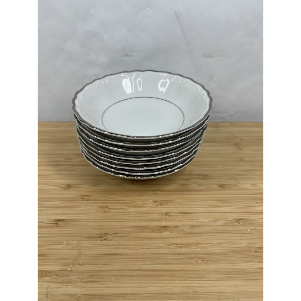Harmony House Silver Sonata Fruit Bowls Set‎ of 8 Japan Fine China 5.5"